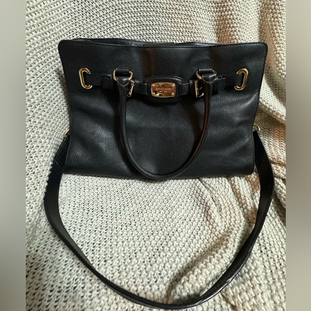 Michael‎ Kors Black Leather Hamilton Satchel, Like New
